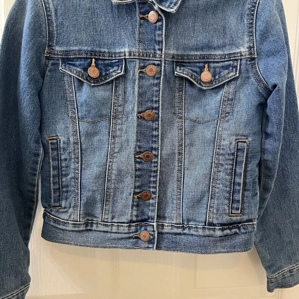 Old Navy Denim Jean Jacket Stretch Blue Girls Size Large 10-12 years